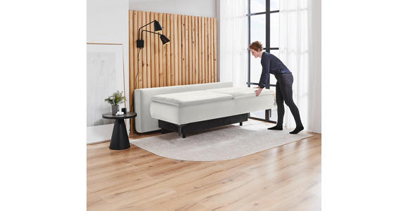 BOXSPRINGSOFA Flachgewebe Weiß - Schwarz/Weiß, KONVENTIONELL, Textil/Metall (204/93/100cm) - Novel