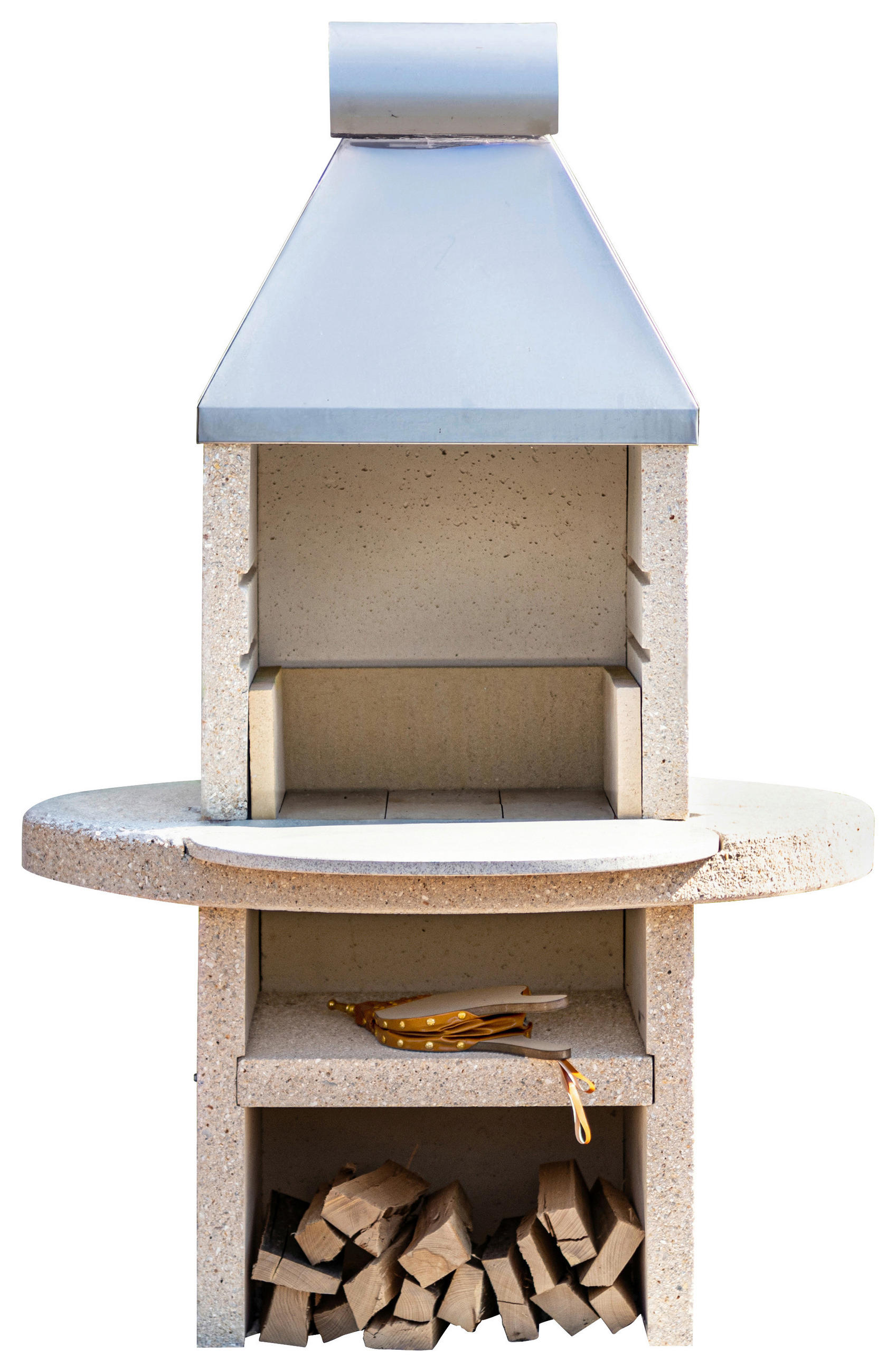 HOLZKOHLEGRILL - Weiss, Design, Stein (110/170/90cm) - Nouvel