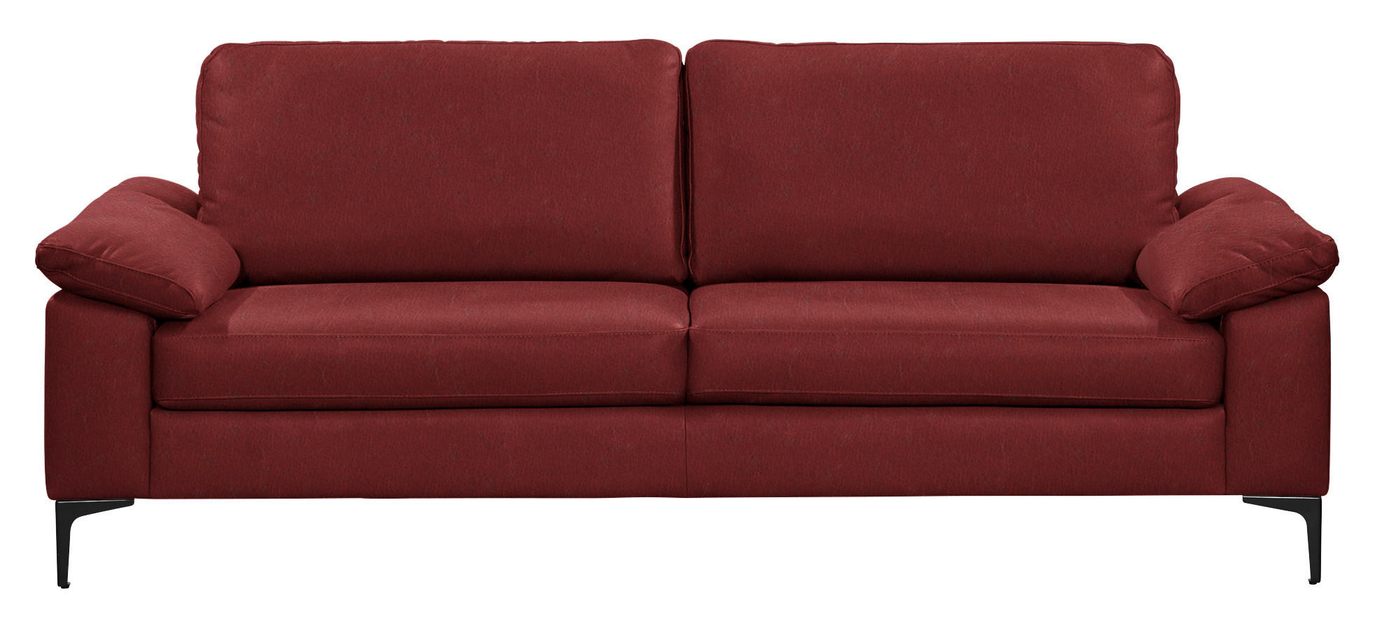 3-SITZER-SOFA  in Echtleder Rot   - Rot/Schwarz, Design, Leder/Metall (224/86/97cm) - Schöner Wohnen