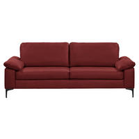 3-SITZER-SOFA  in Echtleder Rot   - Rot/Schwarz, Design, Leder/Metall (224/86/97cm) - Schöner Wohnen