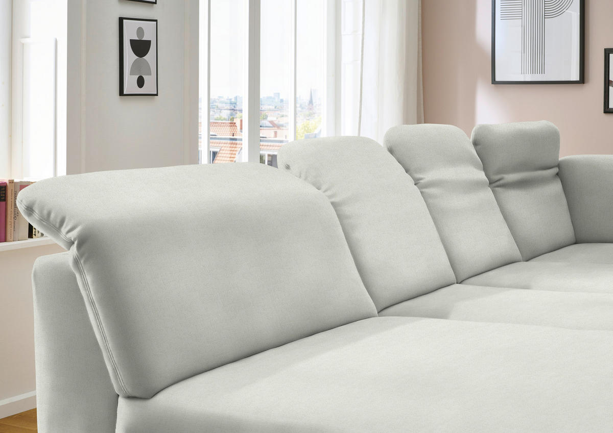 WOHNLANDSCHAFT  in Chenille Naturfarben  - Schwarz/Naturfarben, Design, Textil/Metall (198/369/255cm) - Beldomo Style