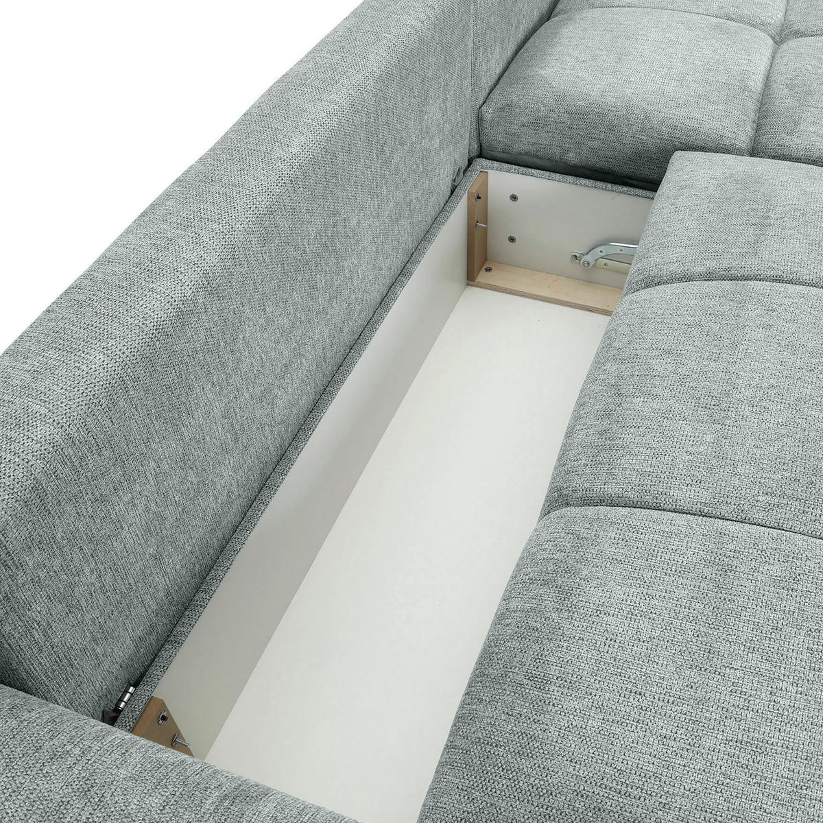 ECKSOFA in Flachgewebe Hellgrau  - Hellgrau/Schwarz, KONVENTIONELL, Textil/Metall (295/180cm) - Carryhome