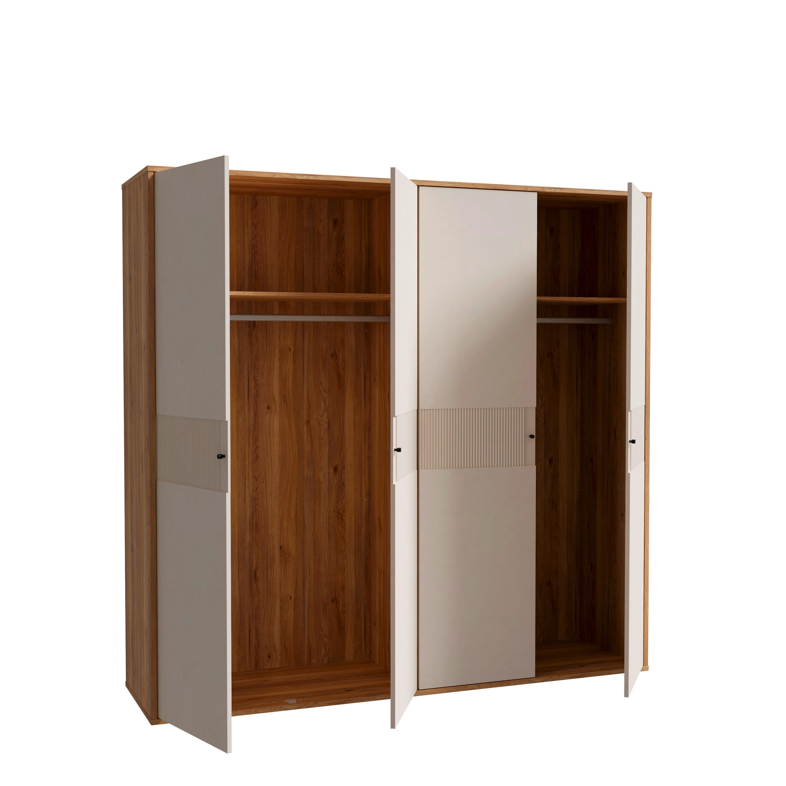 DULAP CU UȘI ROTATIVE culoare lemn stejar, nisipiu  - culoare lemn stejar/nisipiu, Modern, plastic/metal (223,9/214,3/59,4cm) - Voleo