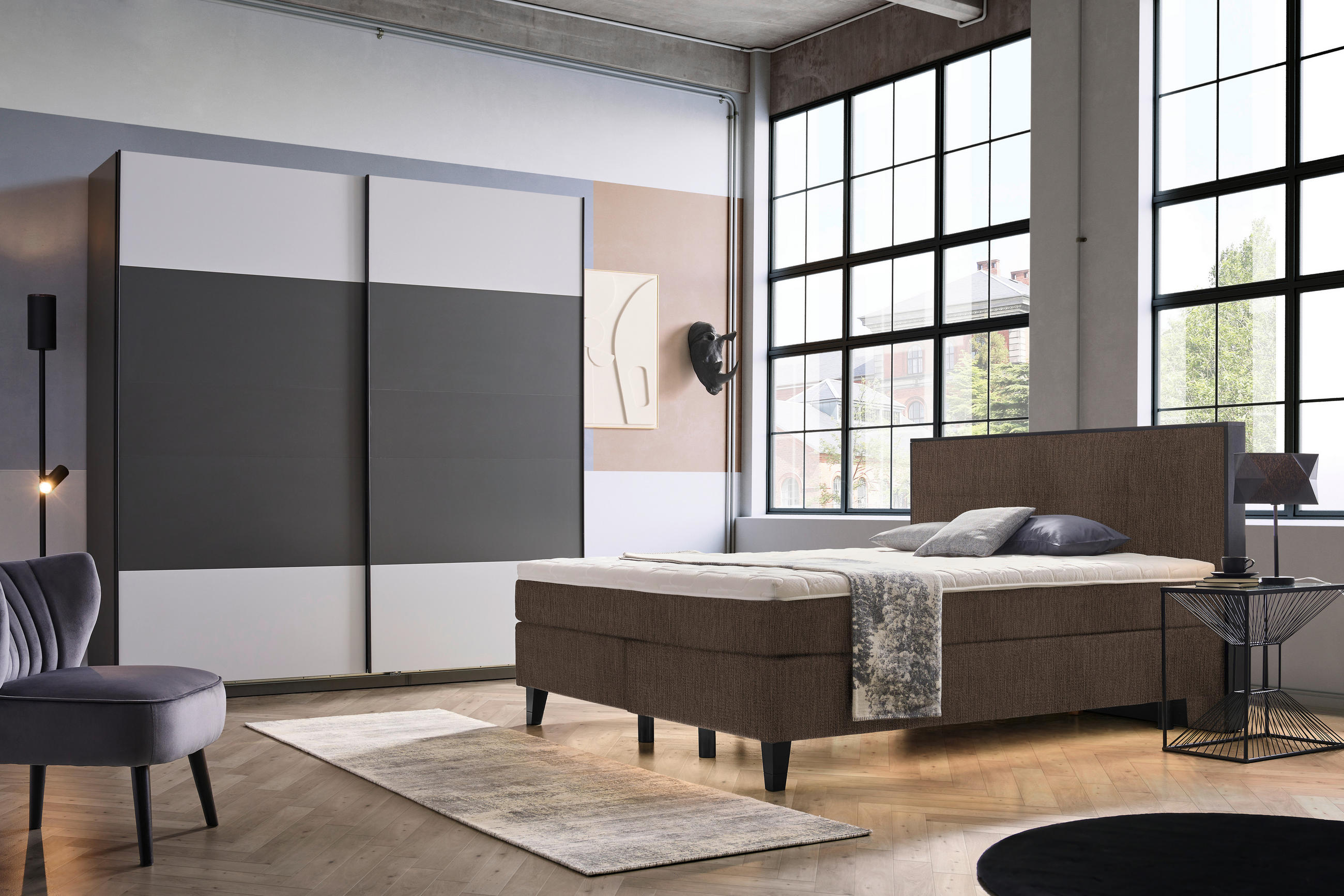 BOXSPRINGBETT 200/200 cm  in Braun  - Schwarz/Braun, Design, Holz/Textil (200/200cm) - Hom`in