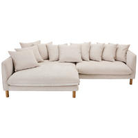 ECKSOFA Beige Chenille  - Beige/Buchefarben, KONVENTIONELL, Holz/Textil (162/276cm) - Carryhome