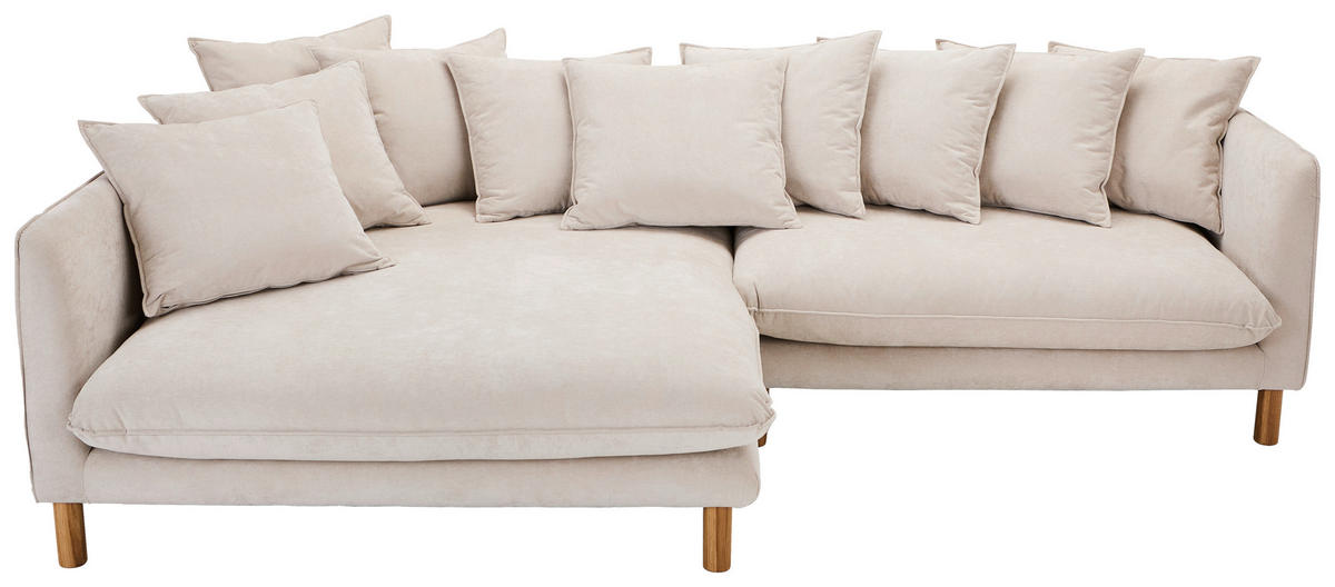 ECKSOFA Beige Chenille  - Beige/Buchefarben, KONVENTIONELL, Holz/Textil (162/276cm) - Carryhome