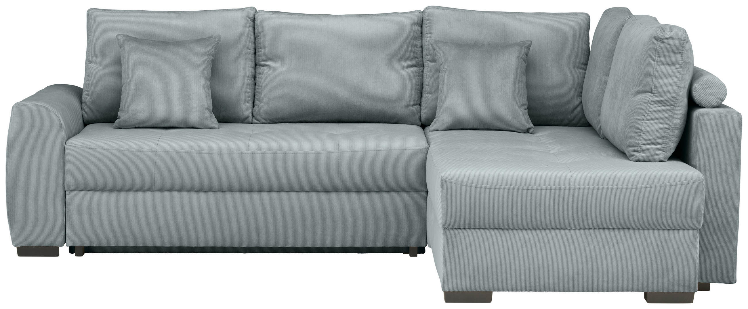 ECKSOFA inkl. Funktionen Grau Cord  - Schwarz/Grau, Design, Kunststoff/Textil (265/182cm) - Stylife