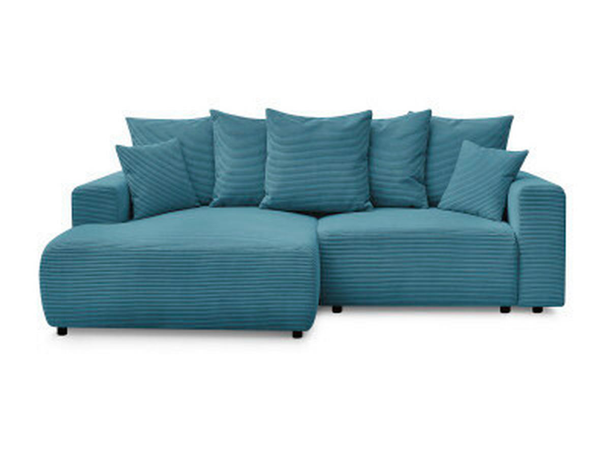 ECKSOFA Ottomane links  ATILLA Hellblau Cord  - Schwarz/Hellblau, MODERN, Kunststoff/Textil (149/244cm)