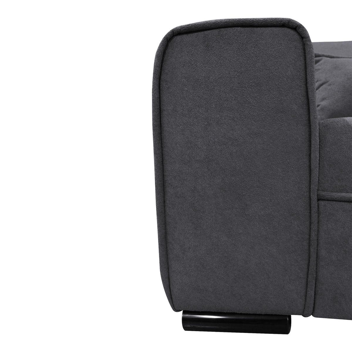 ECKSOFA Dunkelgrau Struktur, Bouclé  - Dunkelgrau/Schwarz, Design, Kunststoff/Textil (270/175cm) - MID.YOU
