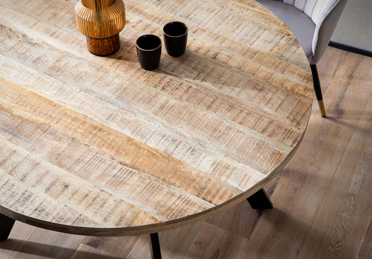ESSTISCH in Holz 120/120/76 cm  - Schwarz/Braun, Design, Holz/Metall (120/120/76cm) - MID.YOU