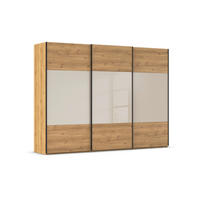 SCHWEBETÜRENSCHRANK 300/223/68 cm,  in Eichefarben, Champagner, 3 Tür(en)  - Champagner/Eichefarben, Design, Glas/Holz (300/223/68cm) - Novel