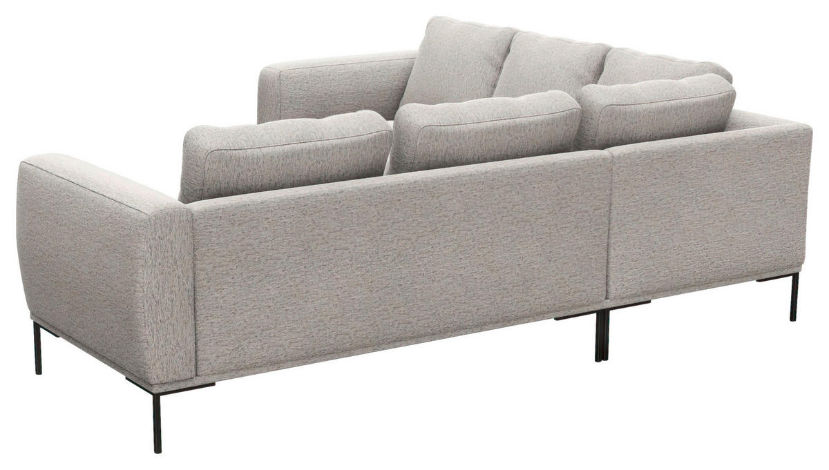 ECKSOFA Hellgrau Webstoff, Flachgewebe  - Hellgrau/Schwarz, Design, Textil/Metall (219/252cm) - Livetastic