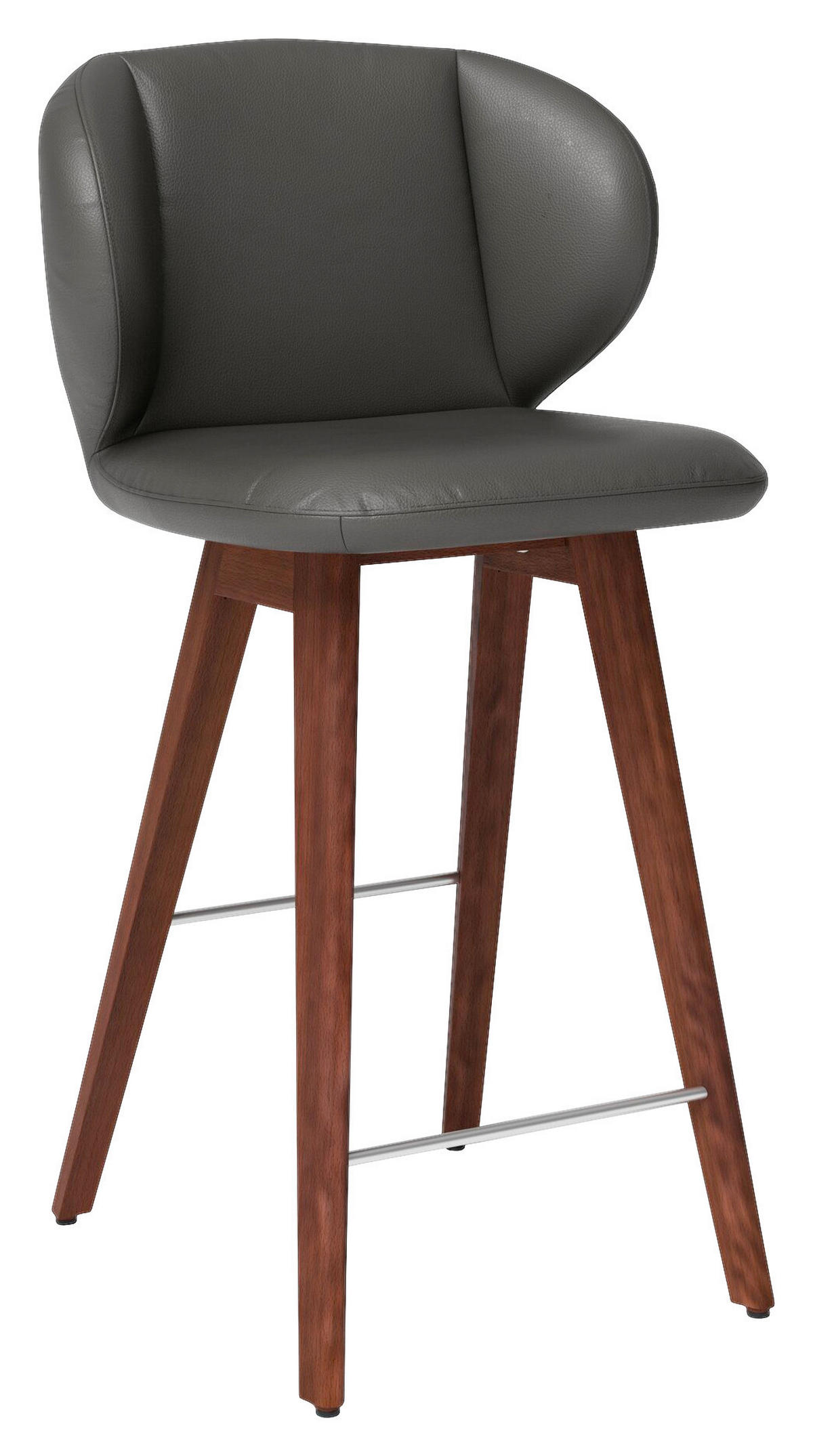 BARHOCKER in Holz, Leder Schlammfarben, Dunkelbraun  - Schlammfarben/Eichefarben, Design, Leder/Holz (46/93/48cm) - Joop!