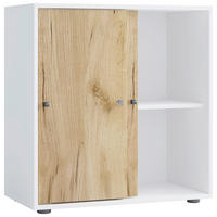 AKTENREGAL Weiß, Honigeiche  - Honigeiche/Schwarz, Design, Holzwerkstoff/Kunststoff (70/74/37cm) - MID.YOU