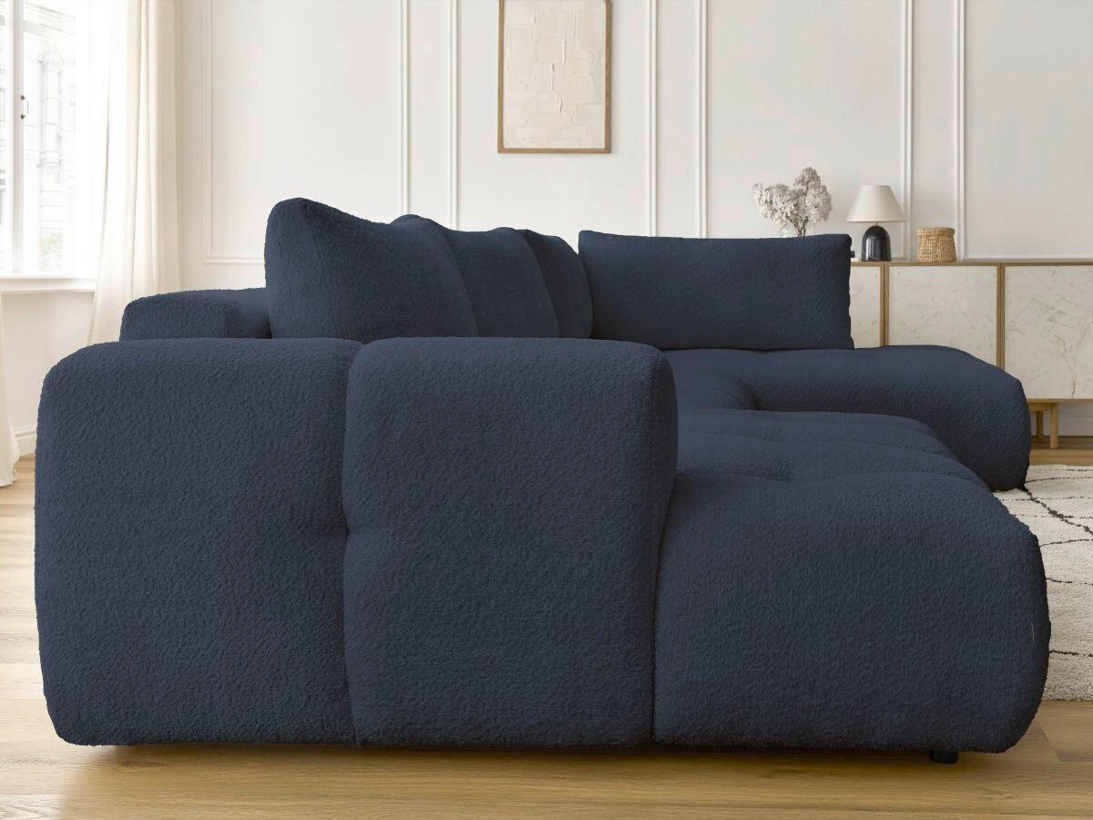 WOHNLANDSCHAFT  FUJI  Dunkelblau Bouclé  - Schwarz/Dunkelblau, MODERN, Kunststoff/Textil (160/377/204cm)