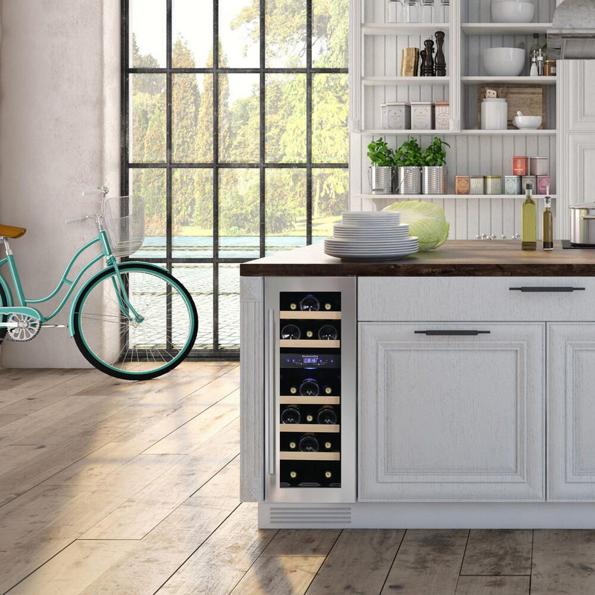 WEINKÜHLSCHRANK DAUF-17.58DSS  - Edelstahlfarben, Basics, Glas/Holz (29,5/82/57cm)