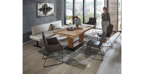 STUHL in Metall, Leder Schwarz, Schlammfarben - Schlammfarben/Schwarz, Design, Leder/Metall (45/96/58cm) - Dieter Knoll