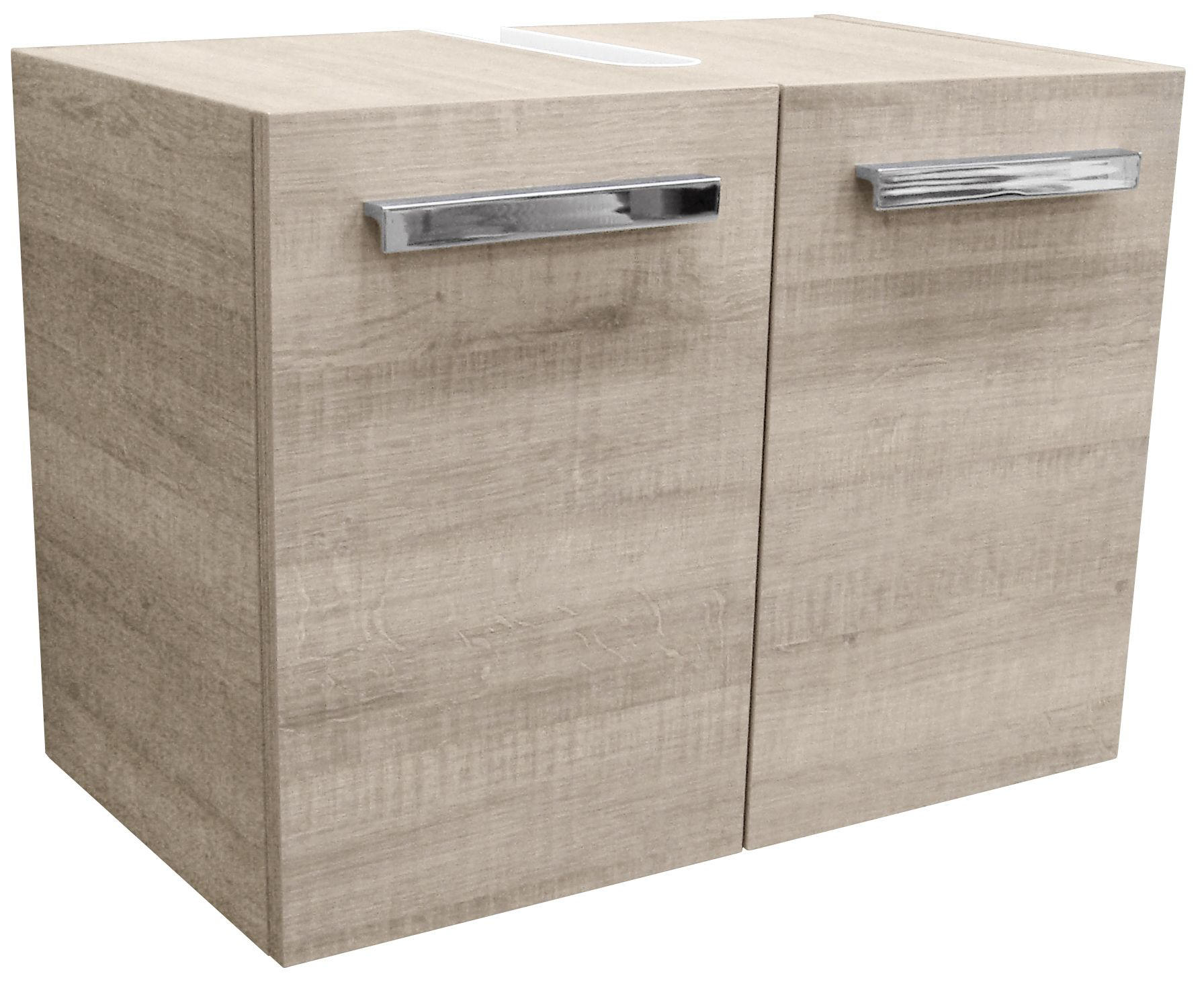WASCHBECKENUNTERSCHRANK 62,5/46/35 cm - Eichefarben/Silberfarben, MODERN, Holzwerkstoff/Metall (62,5/46/35cm) - MID.YOU
