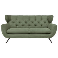 CHESTERFIELD-SOFA Cord Grün  - Schwarz/Grün, MODERN, Textil/Metall (160/94/95cm) - Pure Home Lifestyle