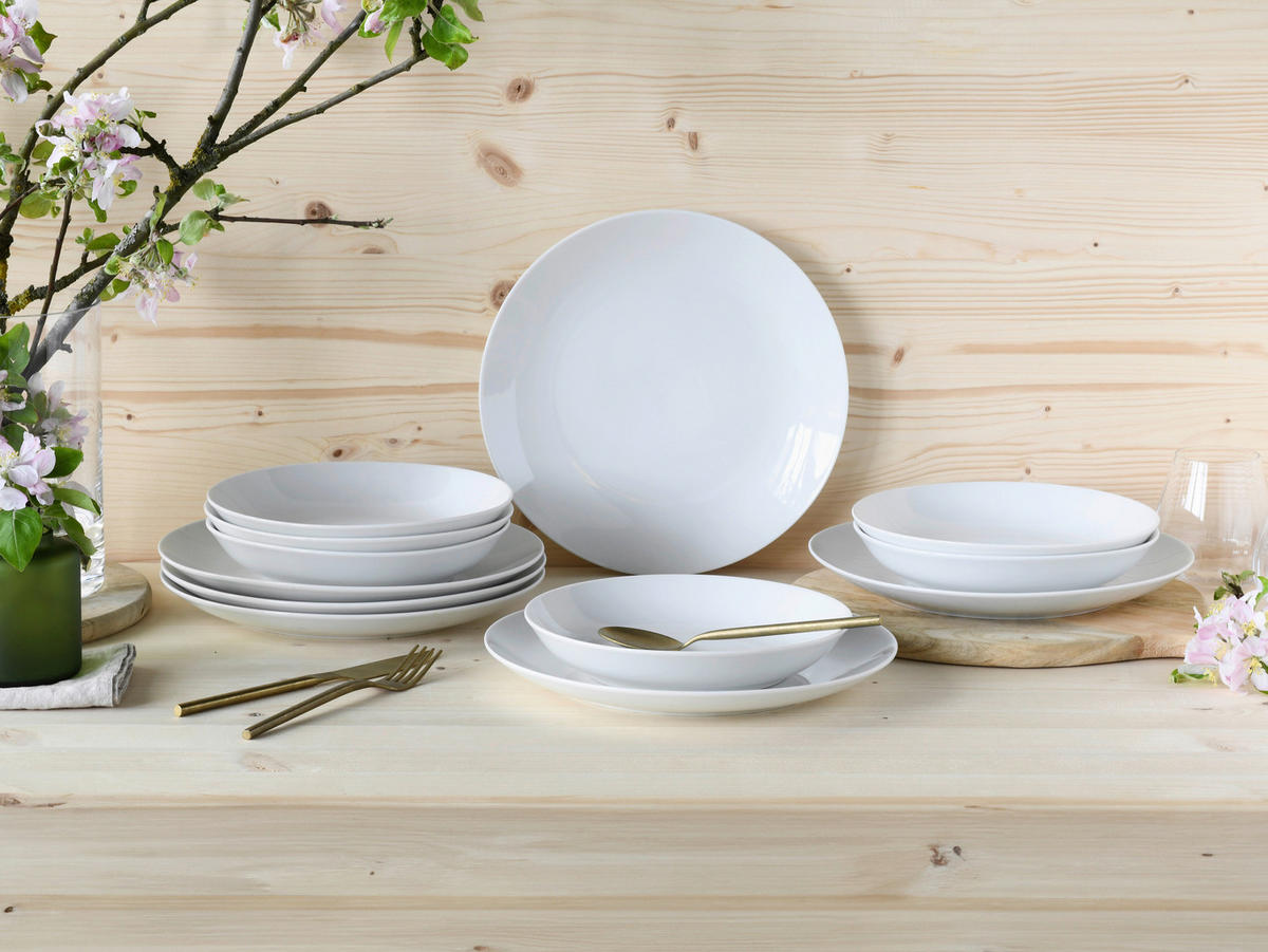 JEDÁLENSKÝ SERVIS, porcelán - biela, Basics, keramika - Creatable