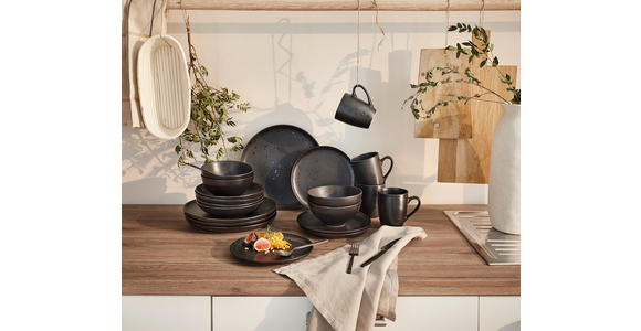 KOMBISERVICE Black Pearl 20-teilig - Schwarz, Design, Keramik - Novel