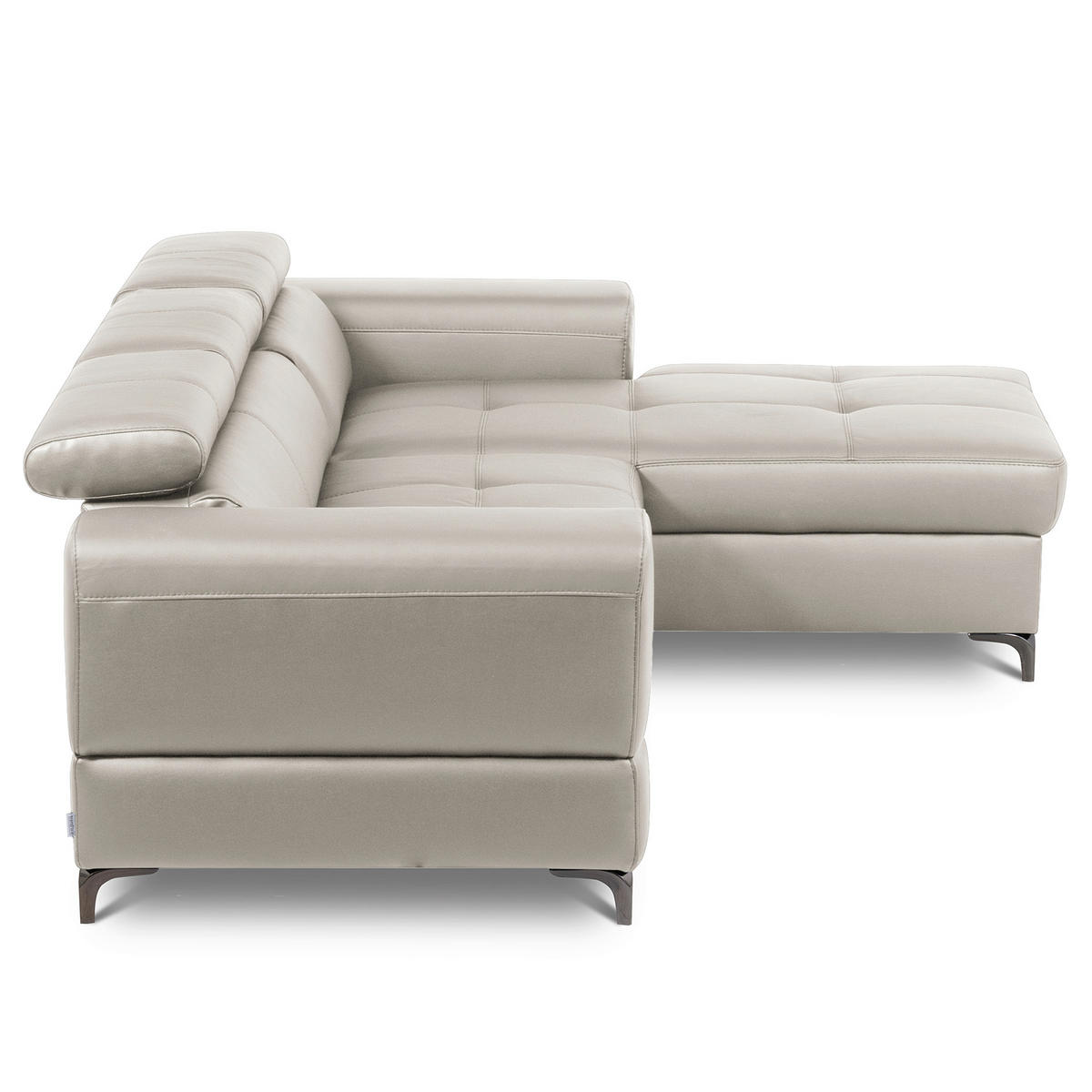 ECKSOFA  in Lederlook Echtleder Platinfarben  - Platinfarben/Schwarz, Design, Leder/Textil (247/173cm) - Livetastic