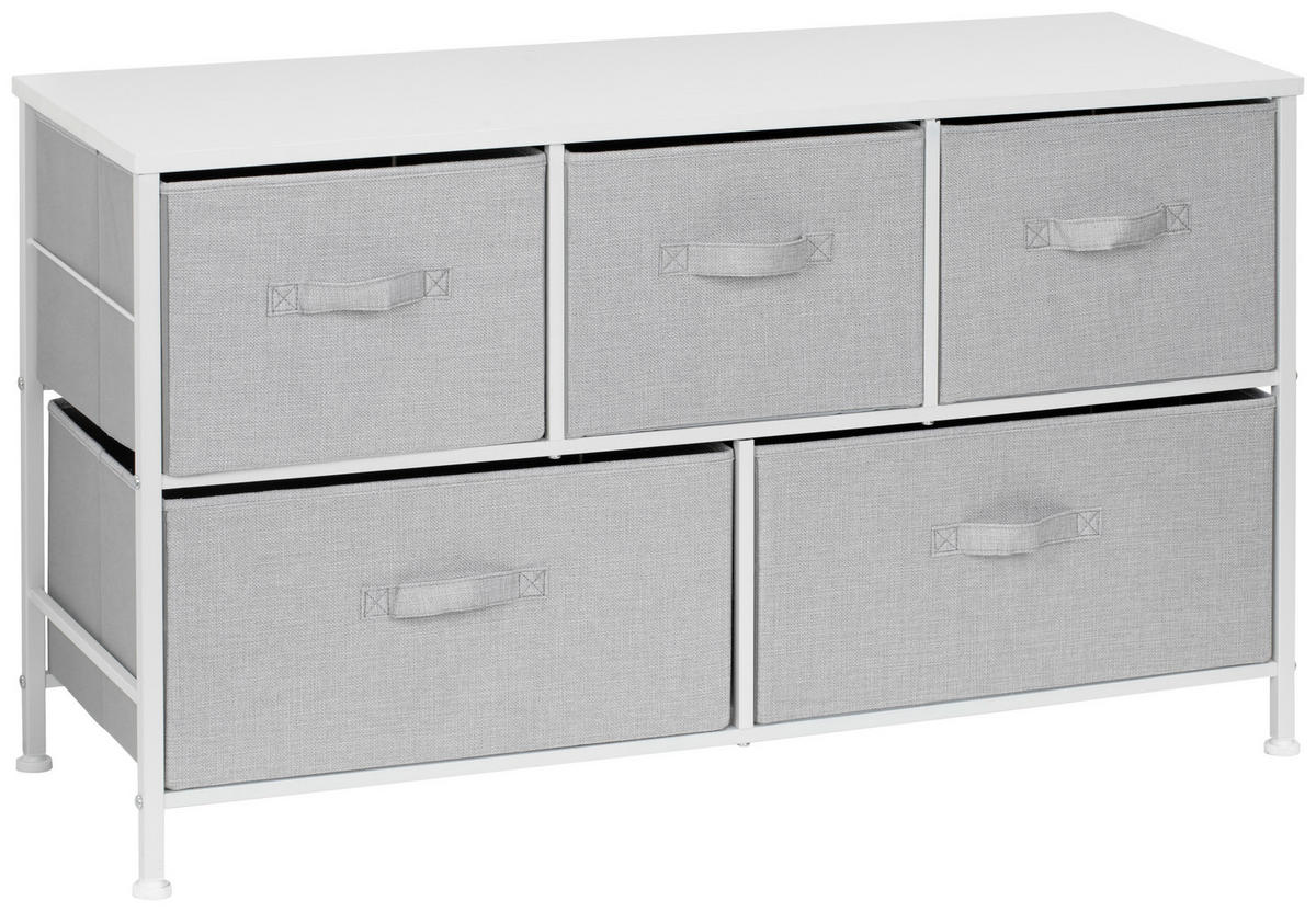 KOMODA, šedá, bílá, 99/55/30 cm - šedá/bílá, Moderní, kov/kompozitní dřevo (99/55/30cm) - PBJ