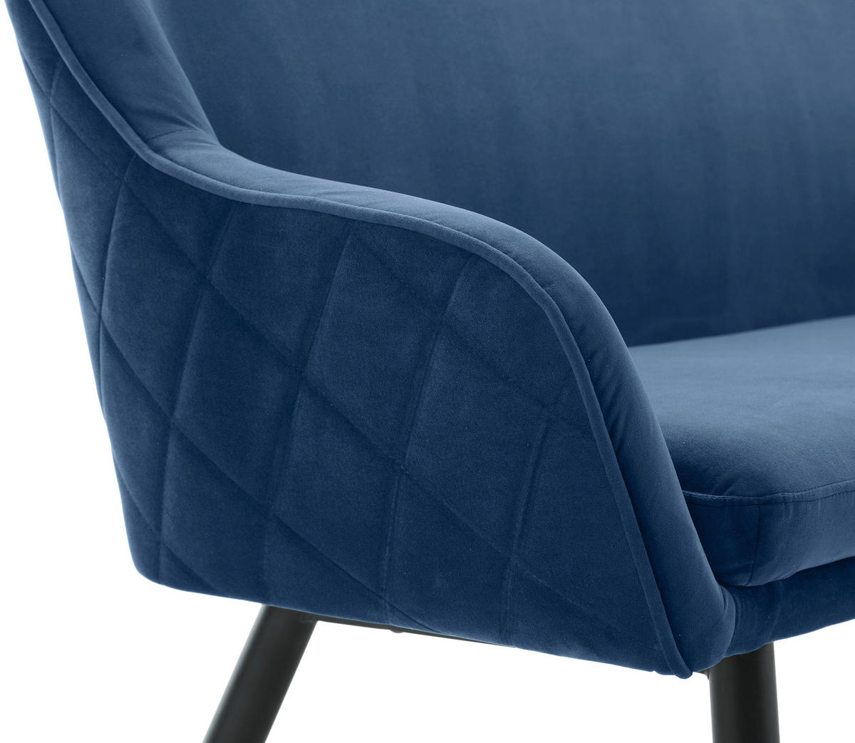 SITZBANK 160/85/61 cm Samt Blau Metall  - Blau/Schwarz, MODERN, Textil/Metall (160/85/61cm) - Livetastic
