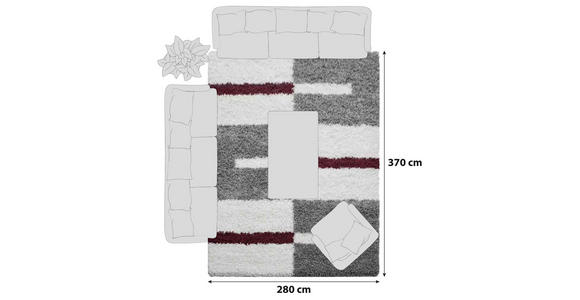 HOCHFLORTEPPICH 280/370 cm Gala 2505  - Rot, Design, Textil (280/370cm) - Novel