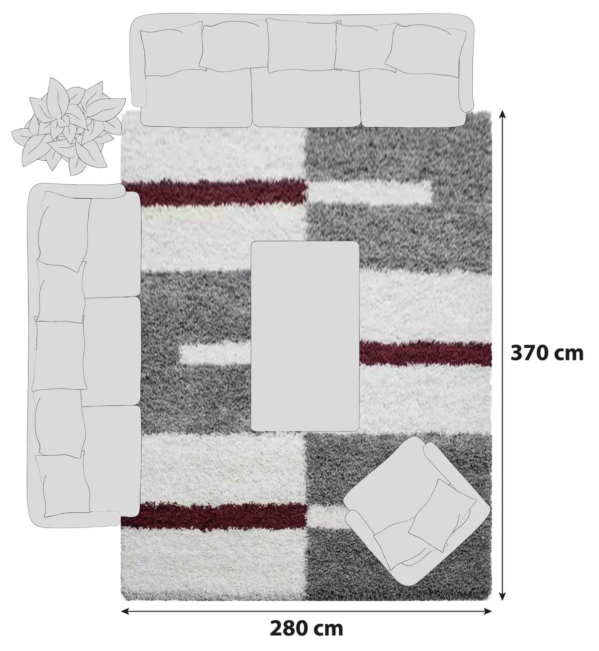 HOCHFLORTEPPICH 280/370 cm Gala 2505 Rot  - Rot, Design, Textil (280/370cm) - Novel