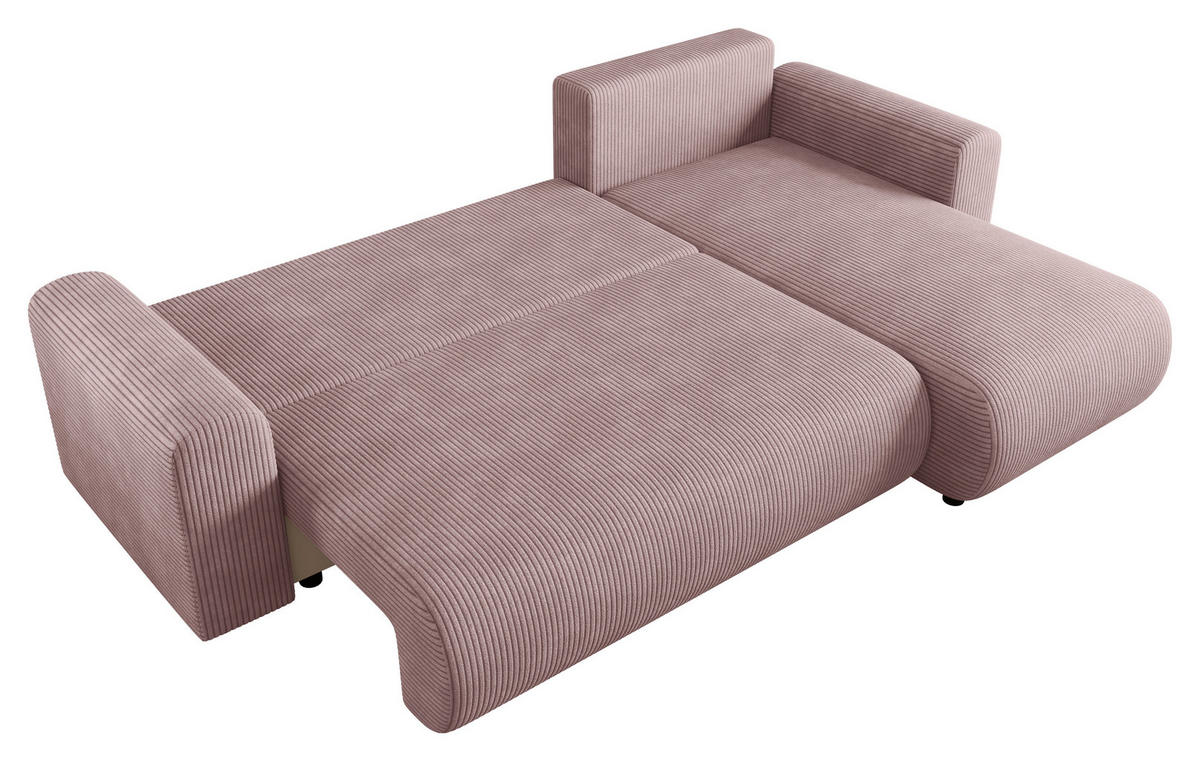 ECKSOFA  in Cord Rosa  - Schwarz/Rosa, KONVENTIONELL, Kunststoff/Textil (246/152cm) - Xora
