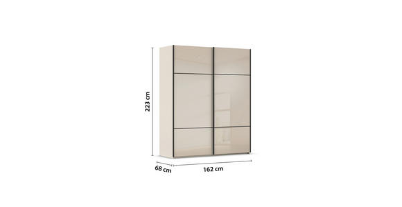 SCHWEBETÜRENSCHRANK 162/223/68 cm 2-türig Champagner - Champagner/Schwarz, KONVENTIONELL, Glas/Holzwerkstoff (162/223/68cm) - Novel