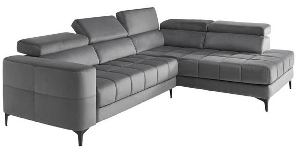 ECKSOFA inkl.Funktionen Dunkelgrau Samt - Dunkelgrau/Schwarz, Design, Kunststoff/Textil (281/202cm) - Xora