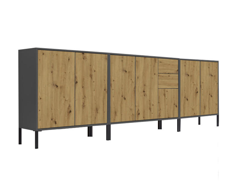 Mid.you Sideboard Anthrazit, Eiche Artisan 263.5x86x33 cm