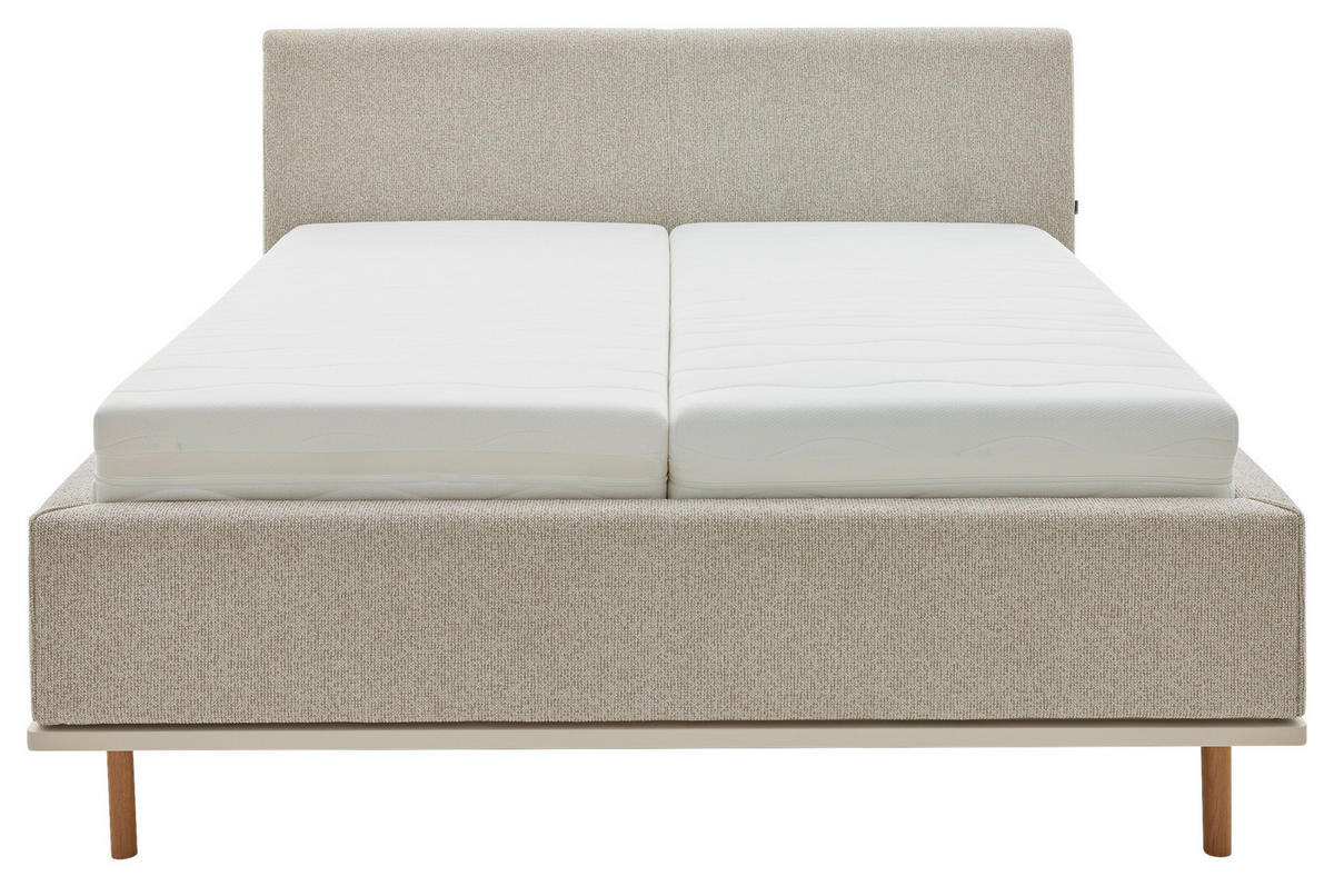 POLSTERBETT gepolstertes Kopfteil, Bettkasten, Lattenroste, Matratzen 180/200 cm  in Beige  - Eichefarben/Birkefarben, Design, Holz/Textil (180/200cm) - Musterring