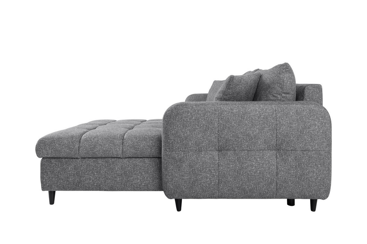 ECKSOFA in Velours Grau  - Schwarz/Grau, MODERN, Holz/Textil (282/184cm) - Lomoco
