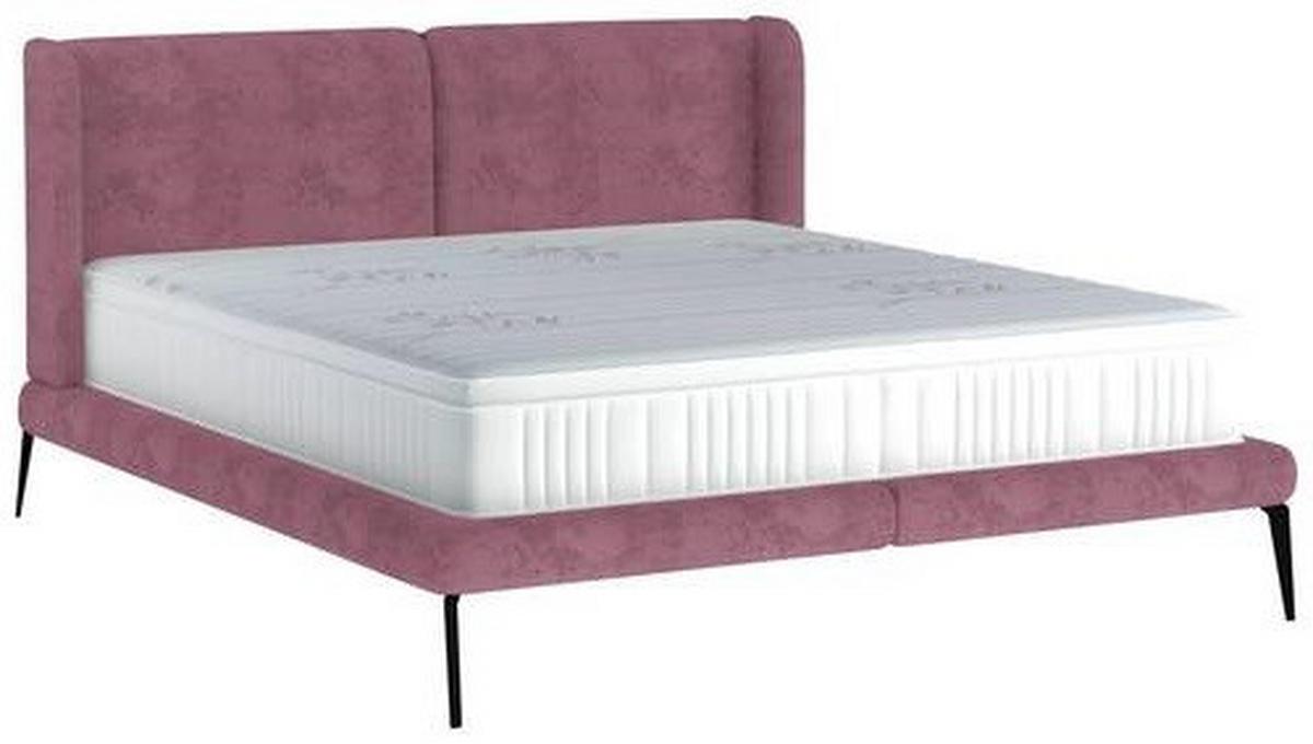 Polsterbett inkl. Matratze Topper, gepolstertes Kopfteil, Matratze 180/200 cm  in Altrosa  - Creme/Altrosa, MODERN, Textil/Metall (180/200cm) - Livetastic