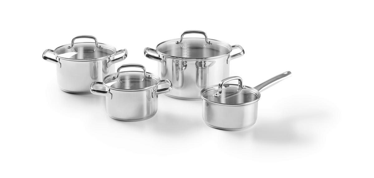 SET ŠERPI 4 dela  - prozirna/boja nerđajućeg čelika, Osnovno, staklo/metal - Homeware Profession.
