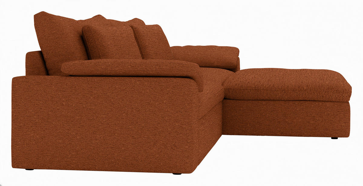 ECKSOFA Flachgewebe Rostfarben  - Rostfarben/Schwarz, Modern, Kunststoff/Textil (306/198cm) - Carryhome