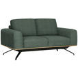 2-SITZER-SOFA  in Struktur Grün  - Schwarz/Grau, Design, Holz/Textil (166/85-104/95cm) - Novel