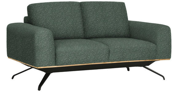 2-SITZER-SOFA  in Struktur Grün  - Schwarz/Grau, Design, Holz/Textil (166/85-104/95cm) - Novel
