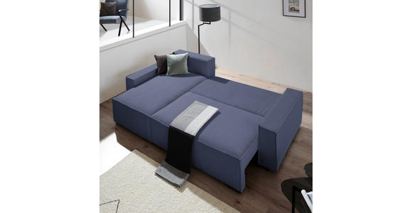 ECKSOFA in Cord, Webstoff Blau  - Blau/Schwarz, MODERN, Holz/Textil (157/265cm) - Carryhome