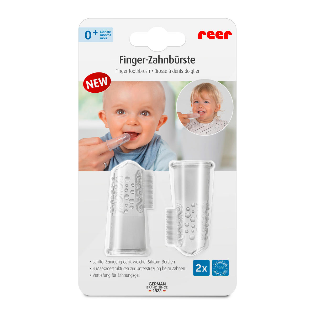 FINGERZAHNBÜRSTE - Transparent, Basics, Kunststoff (2,6/5,5/2,6cm) - Reer