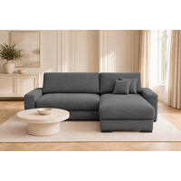 ECKSOFA  Cord Anthrazit  - Anthrazit/Schwarz, Basics, Holz/Holzwerkstoff (264/184cm) - MID.YOU