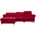 ECKSOFA in Echtleder Rot  - Rot/Schwarz, Natur, Leder/Metall (199/285cm) - Valnatura