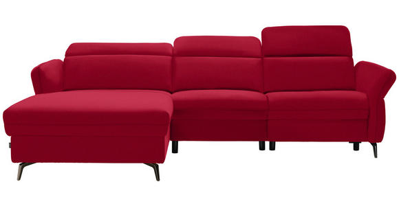 ECKSOFA in Echtleder Rot  - Rot/Schwarz, Natur, Leder/Metall (199/285cm) - Valnatura