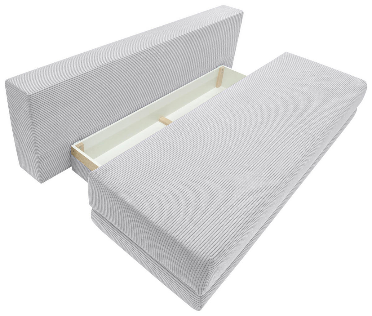 SCHLAFSOFA  mit Liegefunktion, Schlafen auf Sitzhöhe, Rücken echt Cord Hellgrau  - Hellgrau/Schwarz, KONVENTIONELL, Holz/Textil (196/96/103cm) - Carryhome