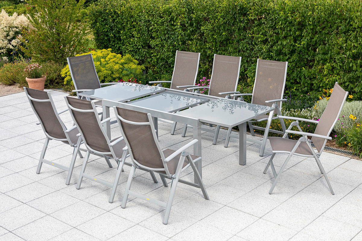 GARTENSET 9-teilig  - Taupe/Silberfarben, MODERN, Textil/Metall - Gardenson