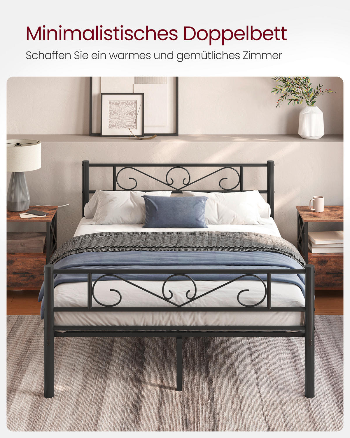 KOVOVÁ POSTEL, 140/190 cm černá - černá, Basics, kov (140/190cm) - Boxxx