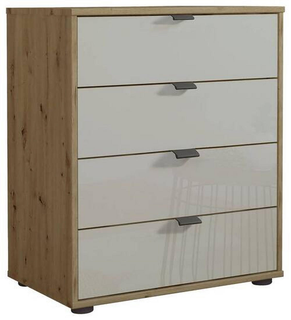 KOMMODE  in 40/70/43 cm  - Schieferfarben/Eiche Bianco, KONVENTIONELL, Glas/Holzwerkstoff (40/70/43cm) - Dieter Knoll